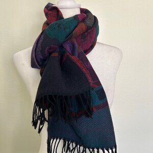 Chelsey by Joseph Scarf 100% Wool Multi-Color Floral Fringe Detail One Size
